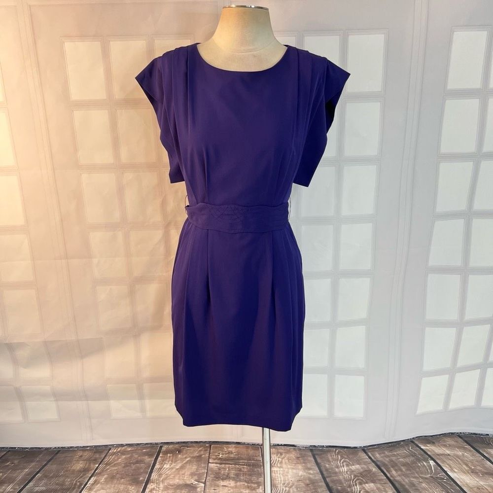 Eliza J purple tie waist business casual dress with pockets size 2